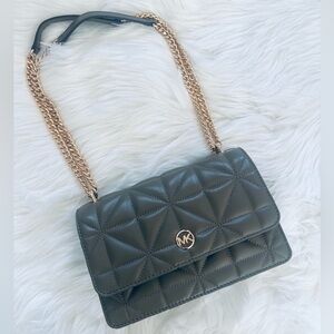 Michael Kors | Safari Green Sienna Shoulder Bag with Gold Chain